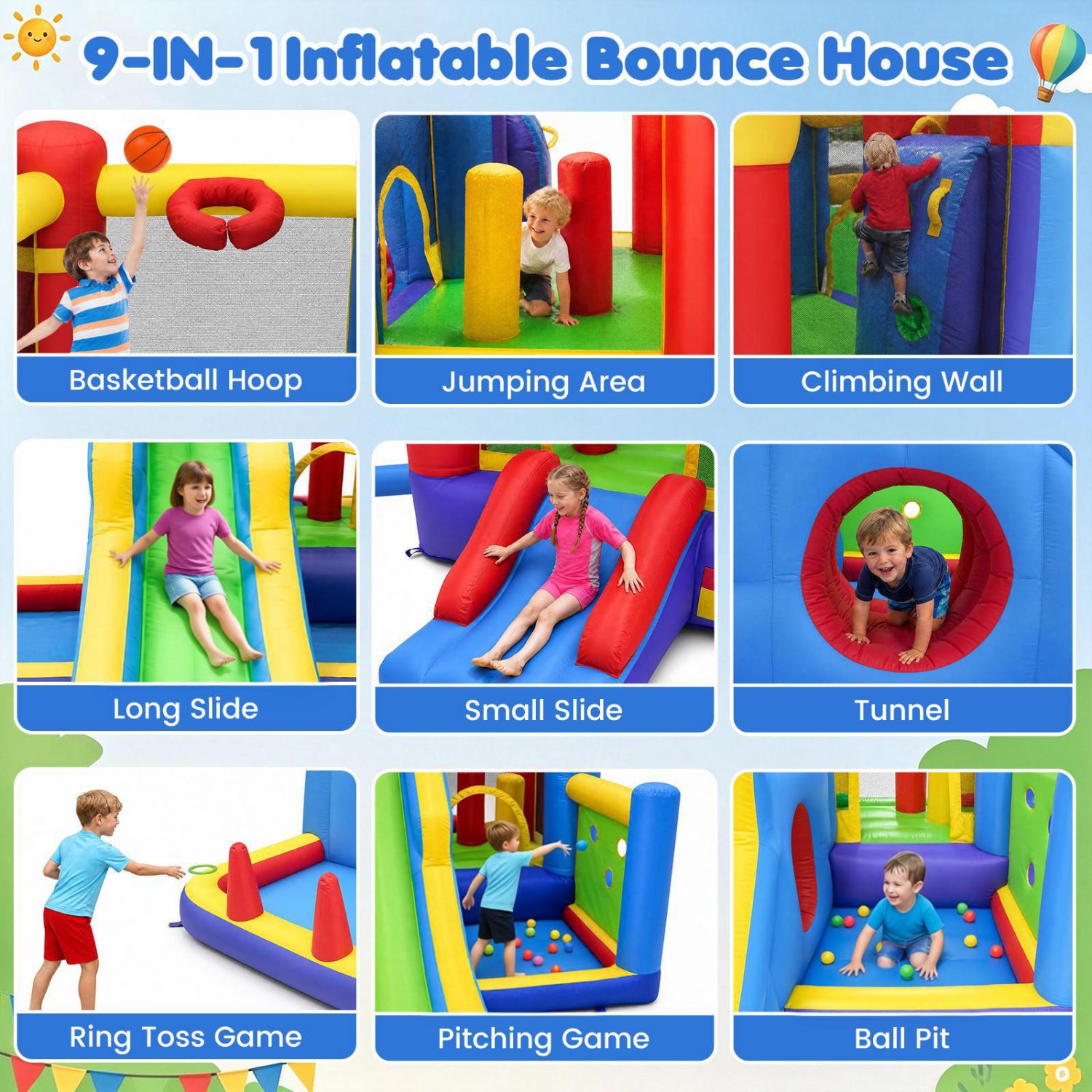 7-in-1 Inflatable Bounce House, Slide, Ball Pit, 680W Blower Bounce House at Gallery Canada
