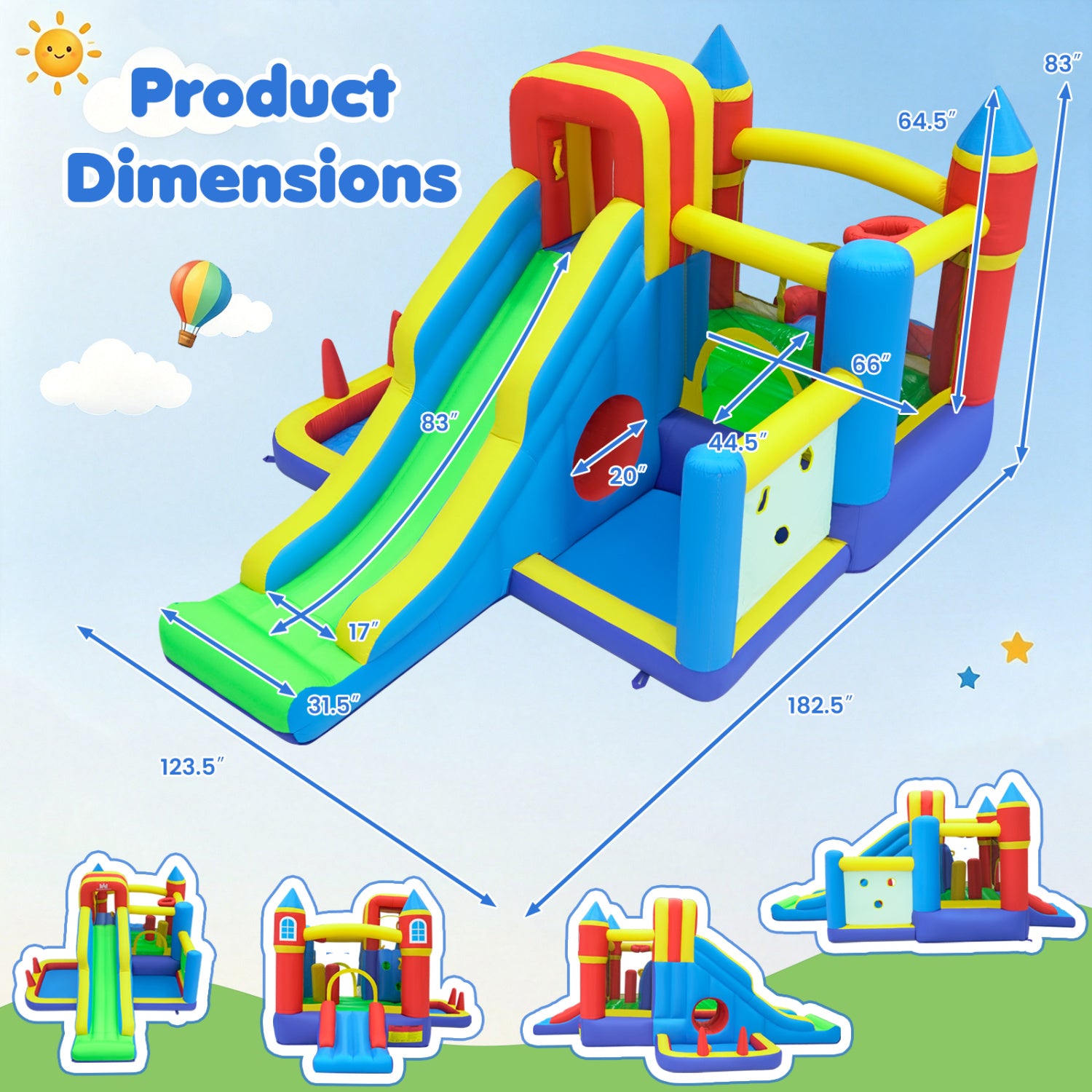 7-in-1 Inflatable Bounce House, Slide, Ball Pit, 680W Blower Bounce House at Gallery Canada