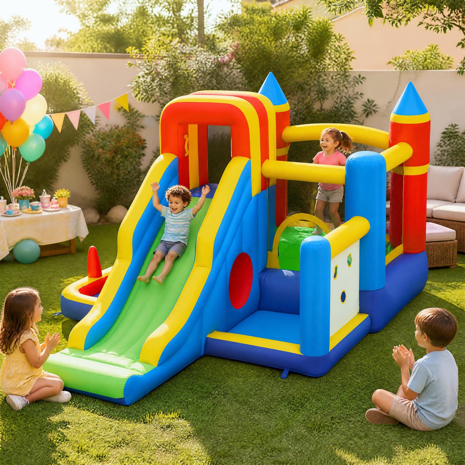 7-in-1 Inflatable Bounce House, Slide, Ball Pit, 680W Blower Bounce House at Gallery Canada