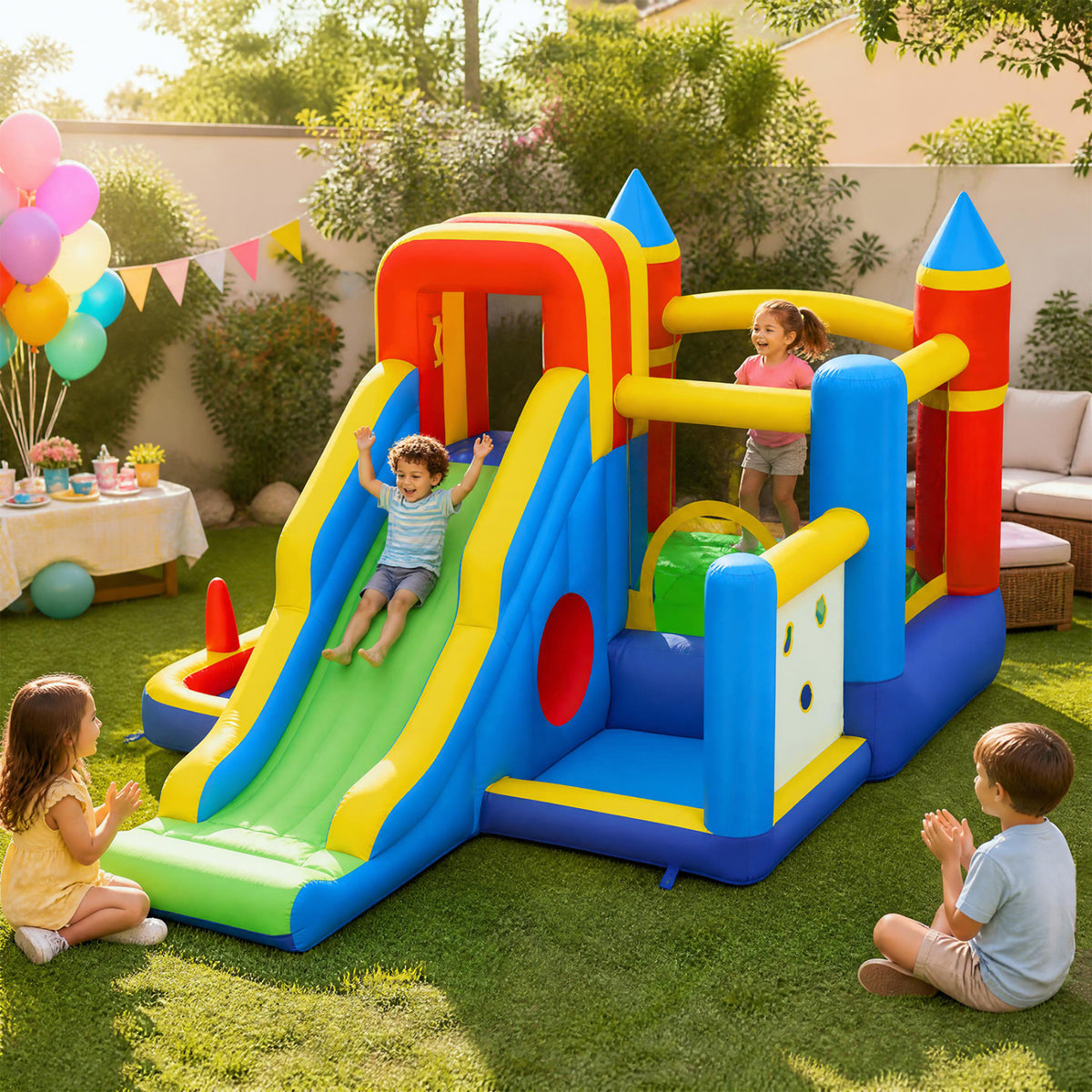 7-in-1 Inflatable Bounce House, Slide, Ball Pit, 680W Blower Bounce House at Gallery Canada