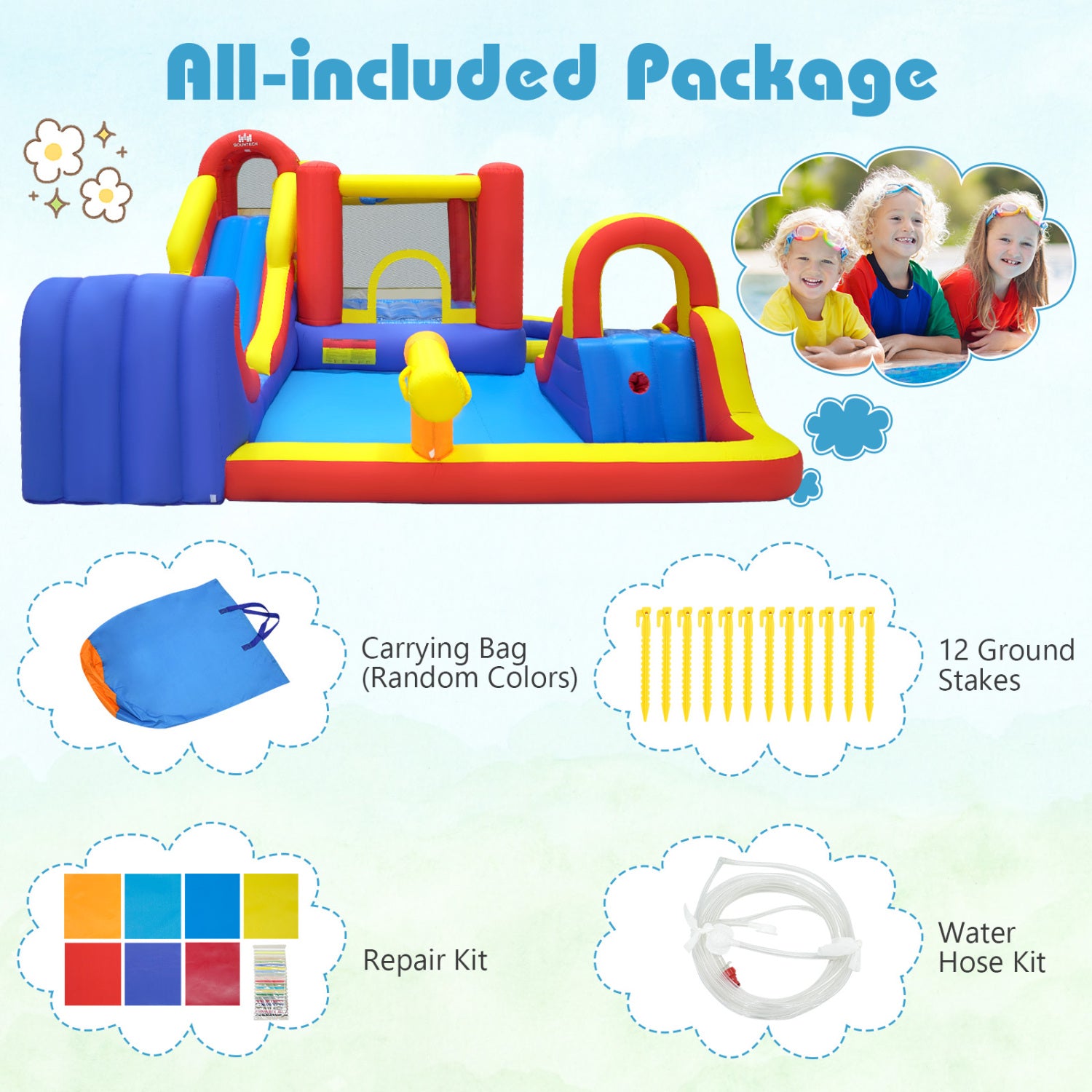 7 In 1 Outdoor Inflatable Bounce House, Water Slides, Splash Pools, Red Bounce House at Gallery Canada