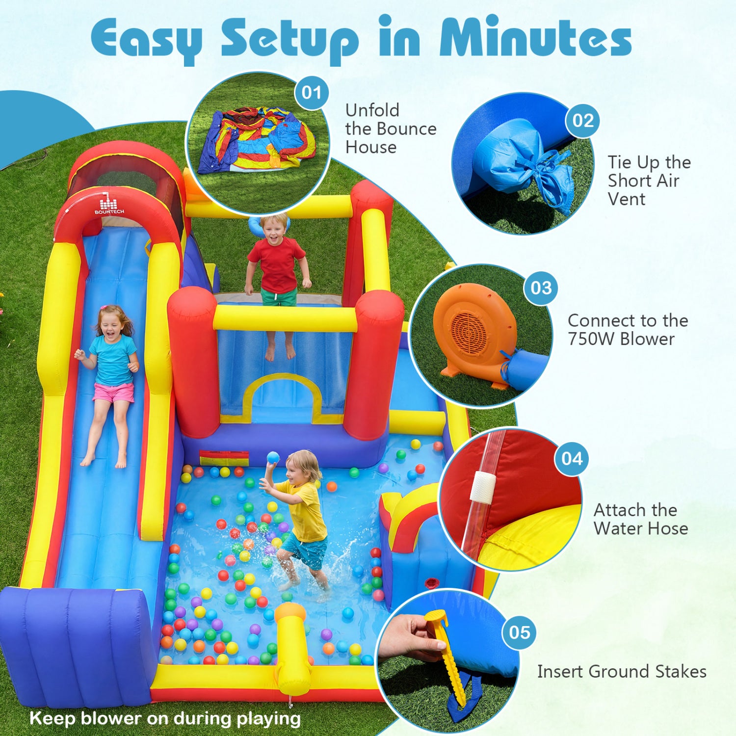 7 In 1 Inflatable Bounce House With Water Slides, Splash Pools, 680W Blower, Red Bounce House at Gallery Canada