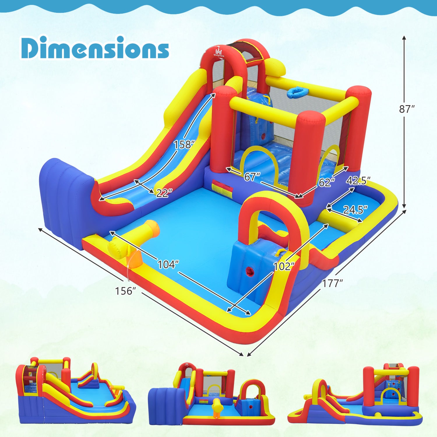 7 In 1 Inflatable Bounce House With Water Slides, Splash Pools, 680W Blower, Red Bounce House at Gallery Canada