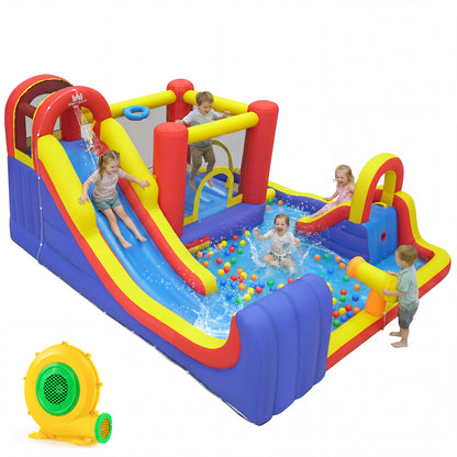 7 In 1 Inflatable Bounce House, Water Slides, Splash Pools, 735W Blower, Red Bounce House at Gallery Canada