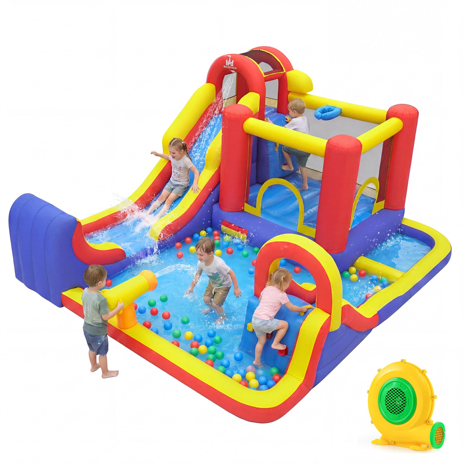 7 In 1 Inflatable Bounce House, Water Slides, Splash Pools, 735W Blower, Red Bounce House at Gallery Canada