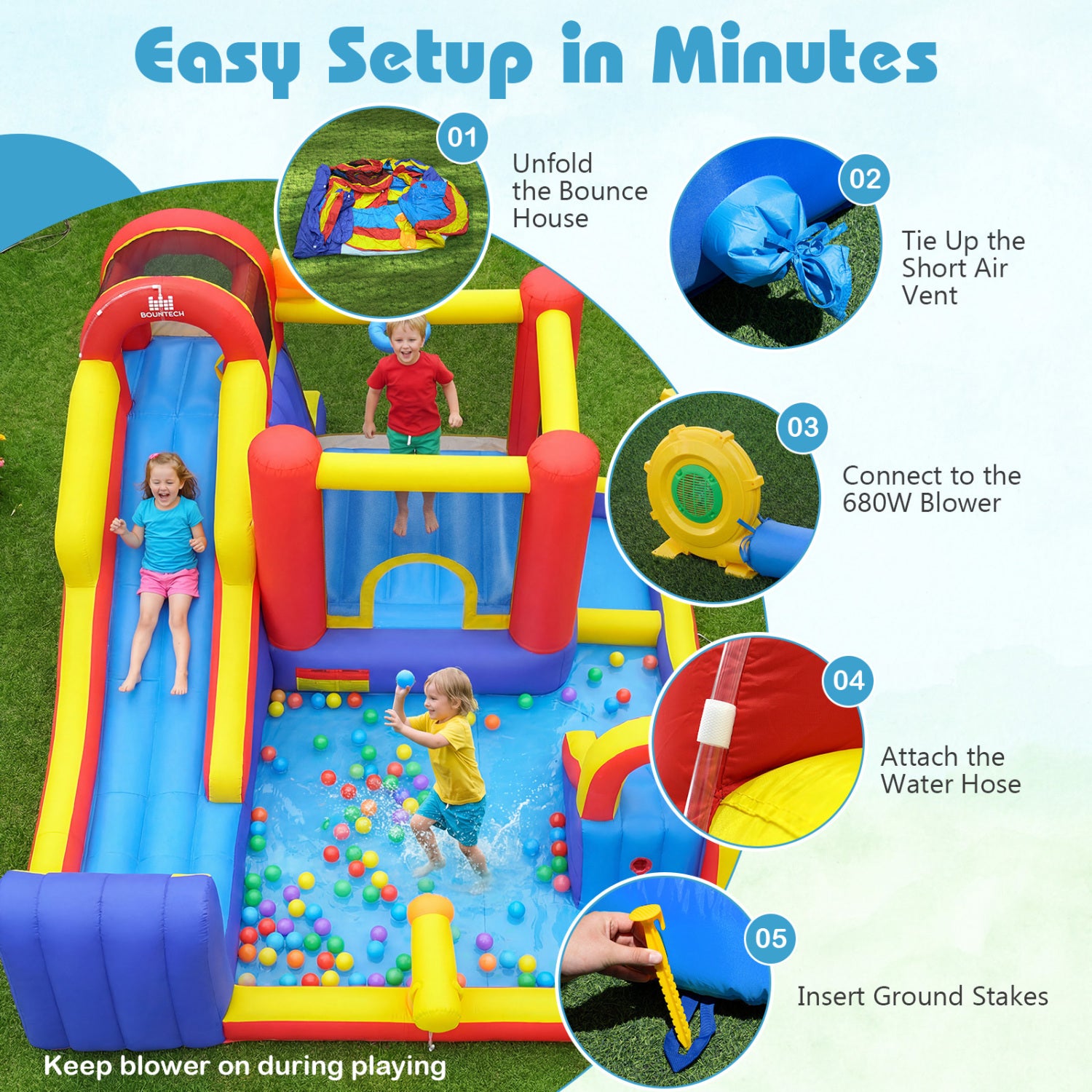 7 In 1 Inflatable Bounce House, Water Slides, Splash Pools, 735W Blower, Red Bounce House at Gallery Canada