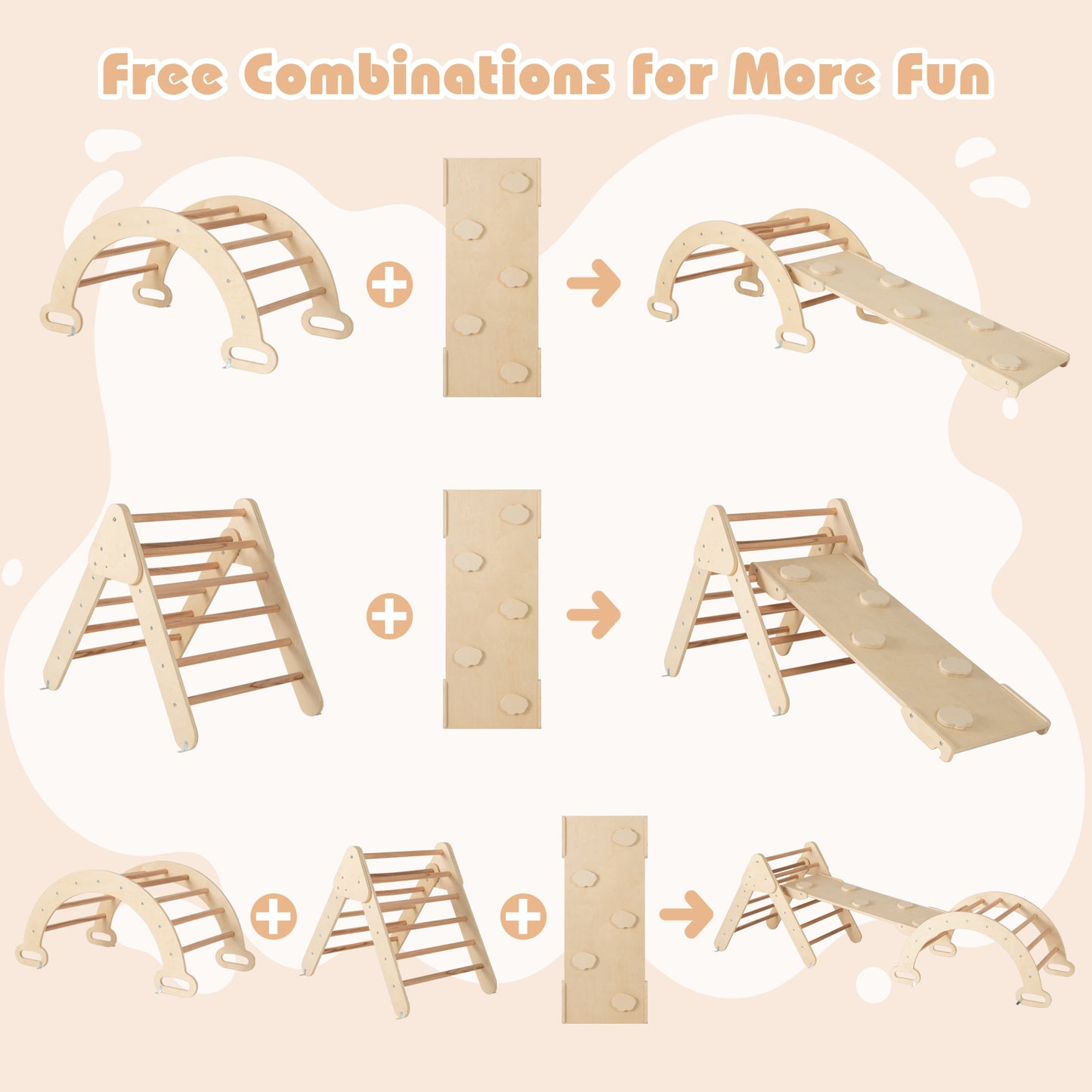 7-in-1 Pikler Triangle Set with 6-Piece Foam Blocks for Toddlers Indoor Playground, Multicolor Climbers & Slides at Gallery Canada