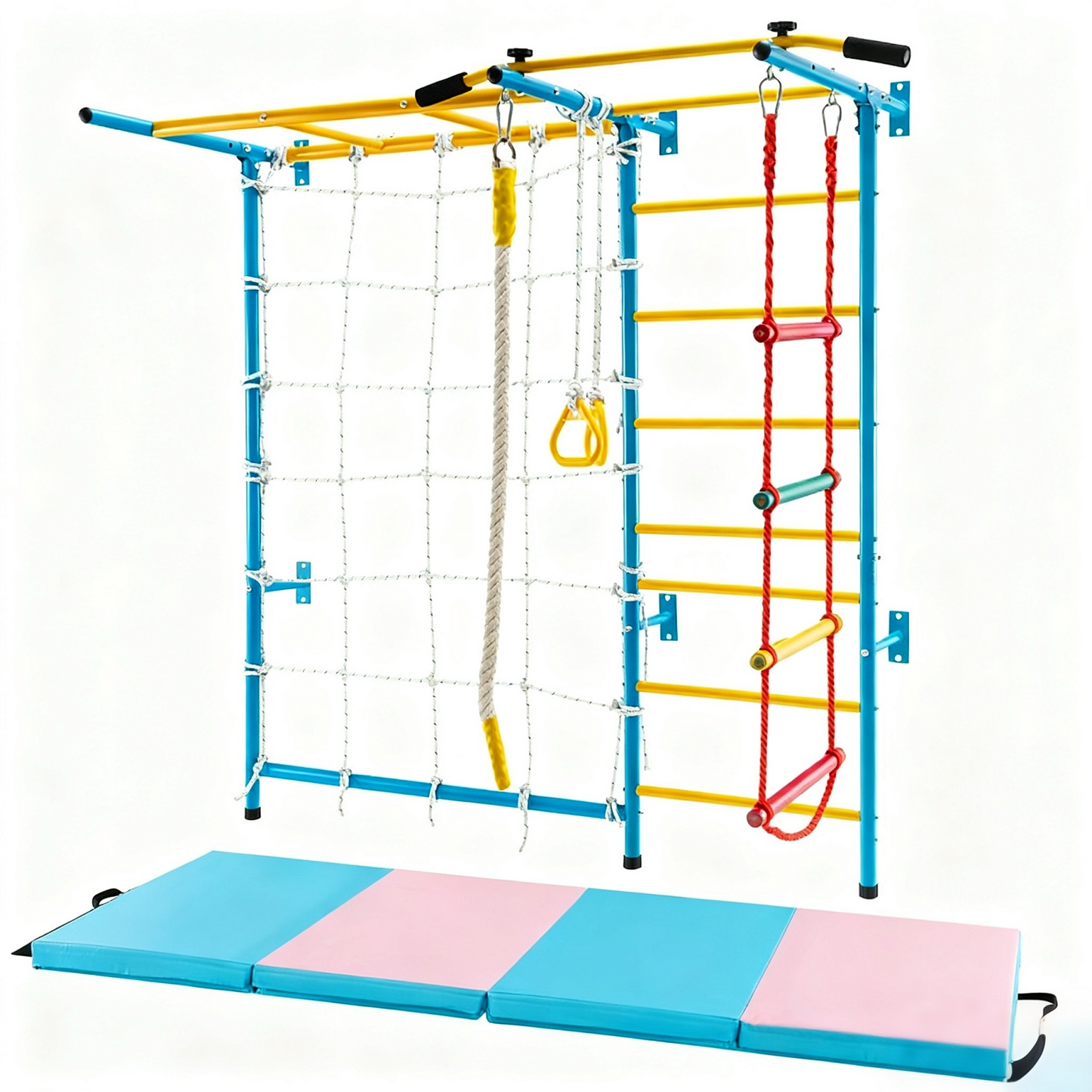 7-In-1 Swedish Ladder With Folding Gymnastics Mat, Blue Climbers & Slides at Gallery Canada