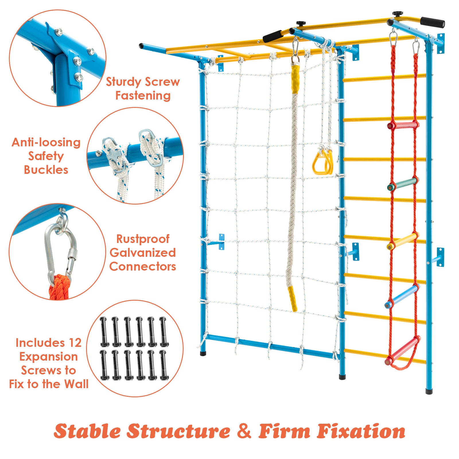 7-In-1 Swedish Ladder With Folding Gymnastics Mat, Blue Climbers & Slides at Gallery Canada