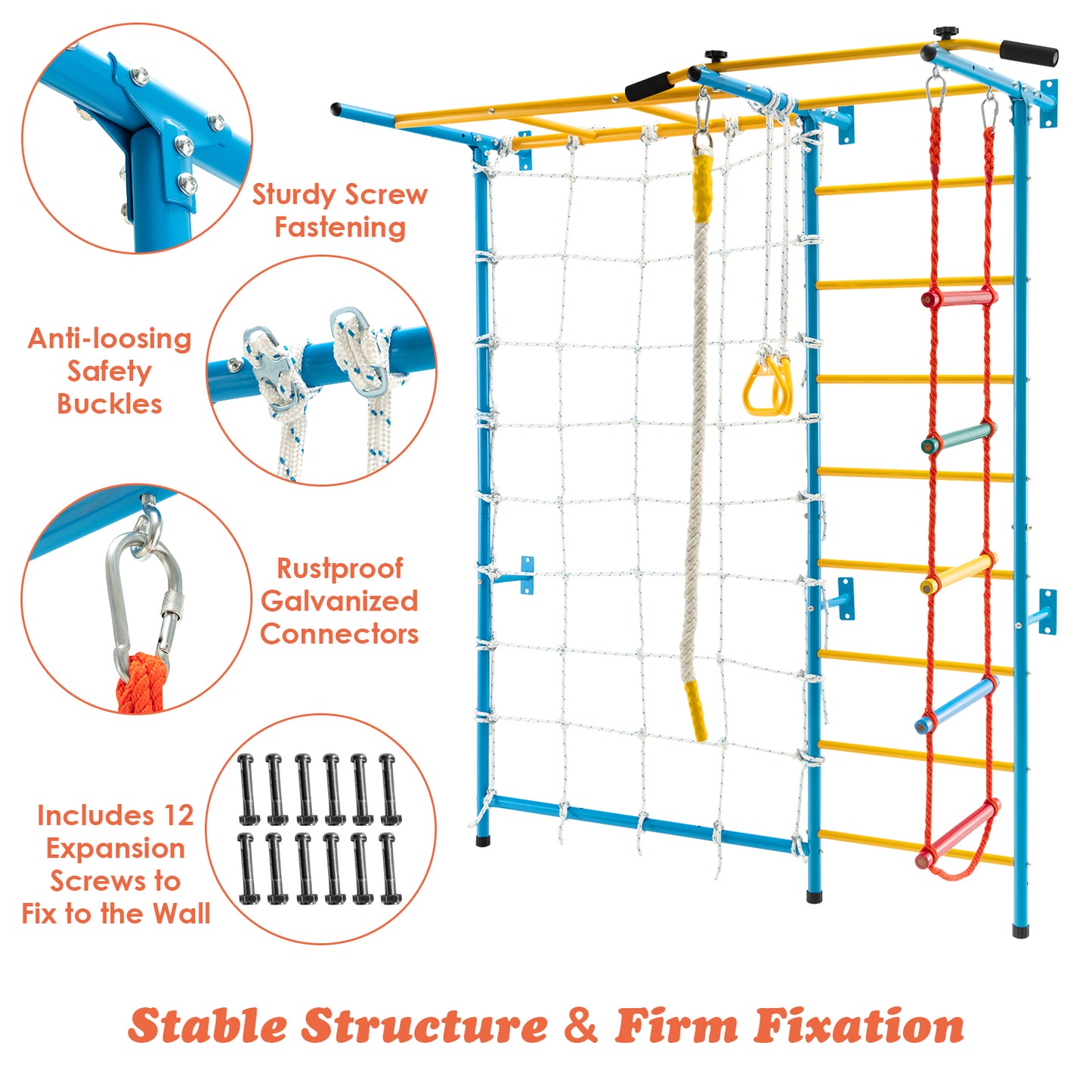 7-In-1 Swedish Ladder With Folding Gymnastics Mat, Blue Climbers & Slides at Gallery Canada