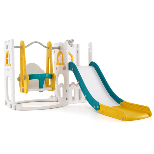 7-In-1 Toddler Swing And Slide Set, L-Shaped, Yellow Climbers & Slides Yellow at Gallery Canada