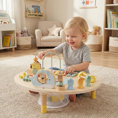 7-in-1 Toddler Activity Table Montessori Sensory Toy for 12 Month+ Wooden Musical Play Table