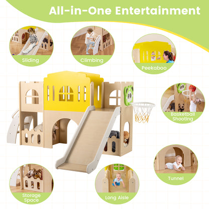 7-in-1 Toddler Slide Set for Kids with Climber and Basketball Hoop, Multicolor Climbers & Slides at Gallery Canada