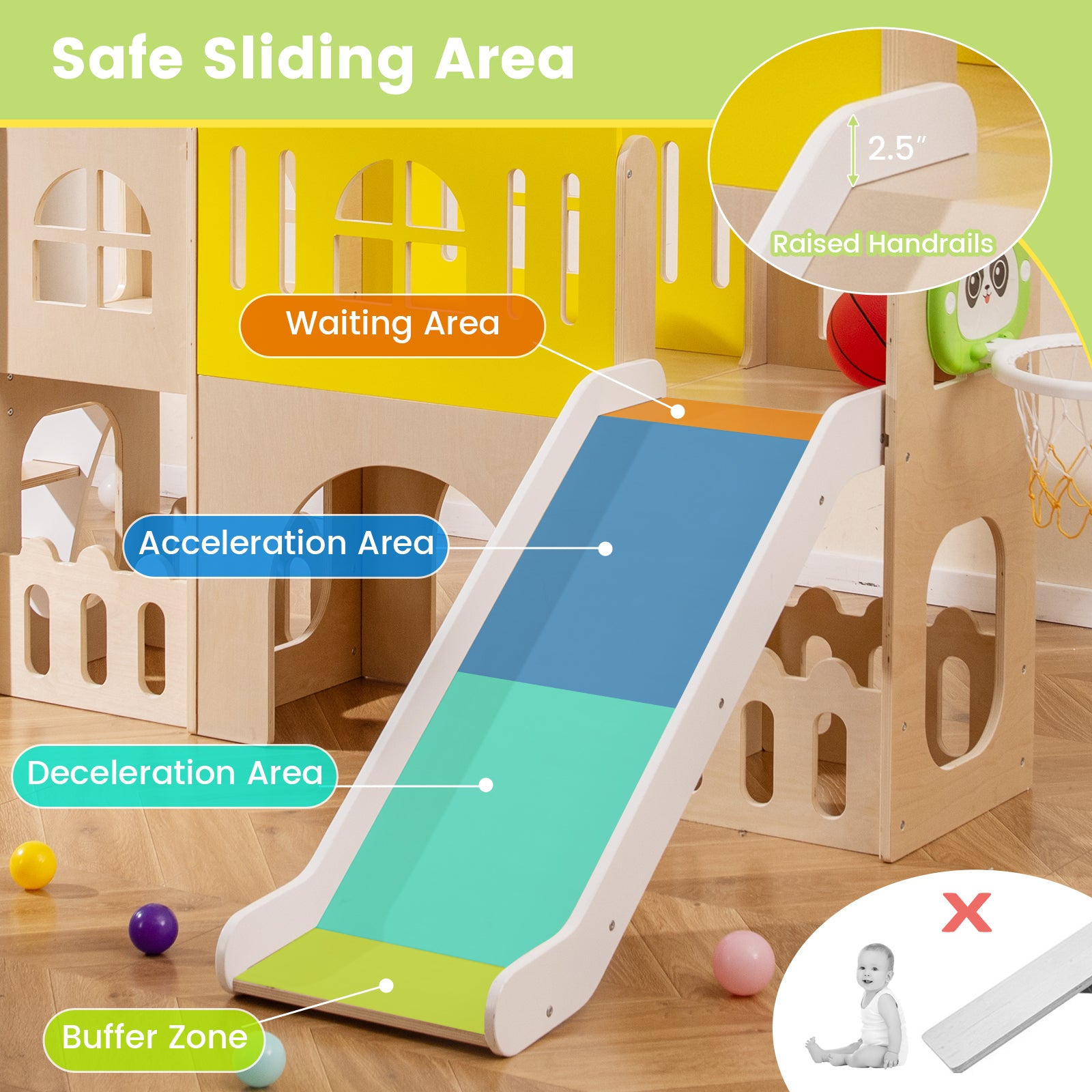 7-in-1 Toddler Slide Set for Kids with Climber and Basketball Hoop, Multicolor Climbers & Slides at Gallery Canada