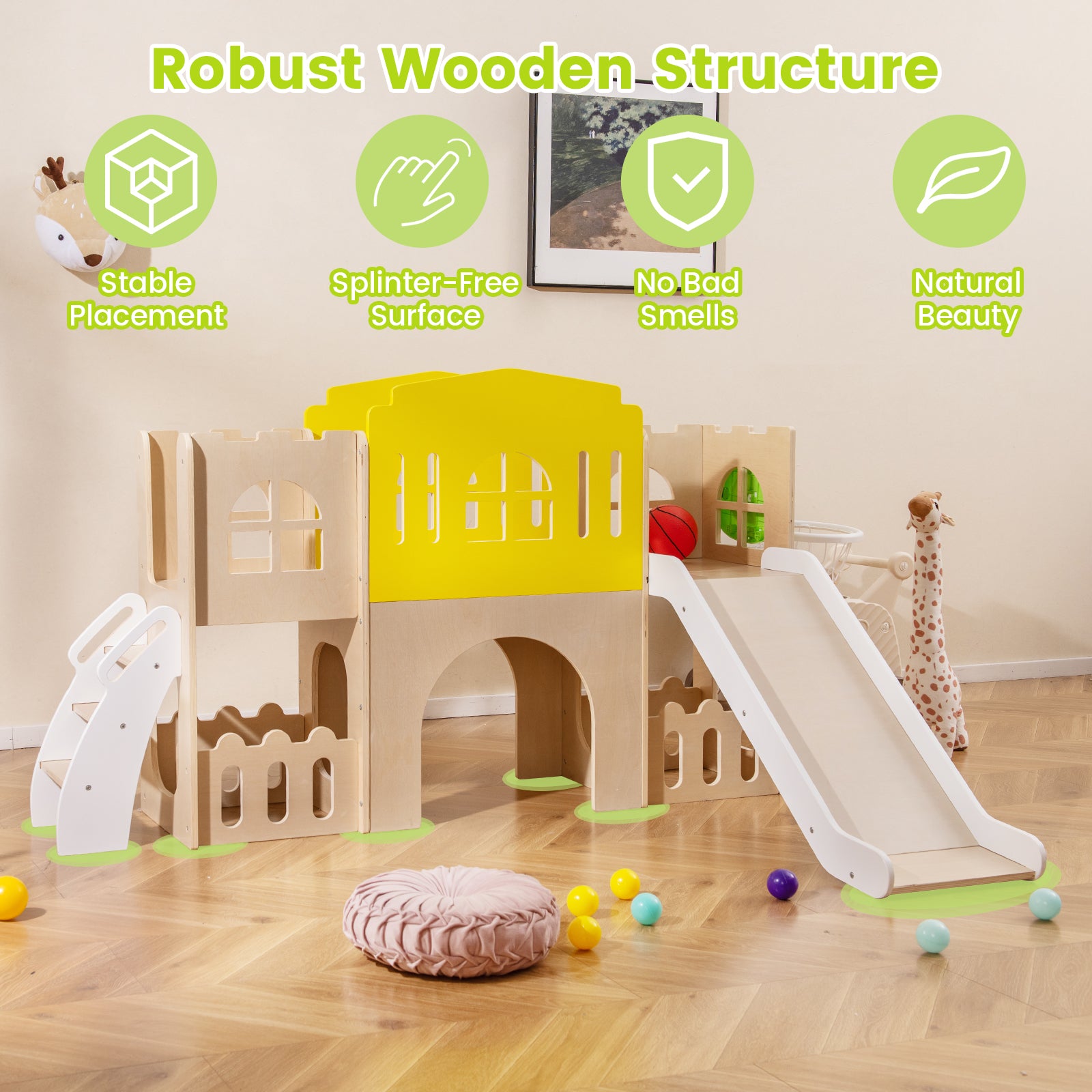 7-in-1 Toddler Slide Set for Kids with Climber and Basketball Hoop, Multicolor Climbers & Slides at Gallery Canada