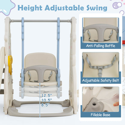 7 In 1 Toddler Slide Swing Set, Height Adjustable, Basketball Hoop, Multicolor Swing & Playsets at Gallery Canada