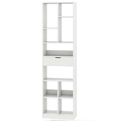 7-tier Bookshelf with Drawer 180cm Floor Standing Display Rack Storage Shelf, White Bookcases White at Gallery Canada
