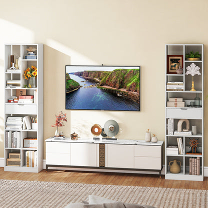 7-tier Bookshelf with Drawer 180cm Floor Standing Display Rack Storage Shelf, White Bookcases at Gallery Canada