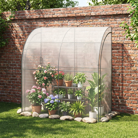 7 x 3.5 x 7 Feet Lean-to Greenhouse, White Greenhouses White at Gallery Canada