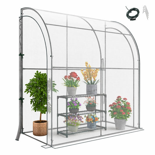 7 x 3.5 x 7 Feet Lean-to Greenhouse, White Greenhouses White at Gallery Canada