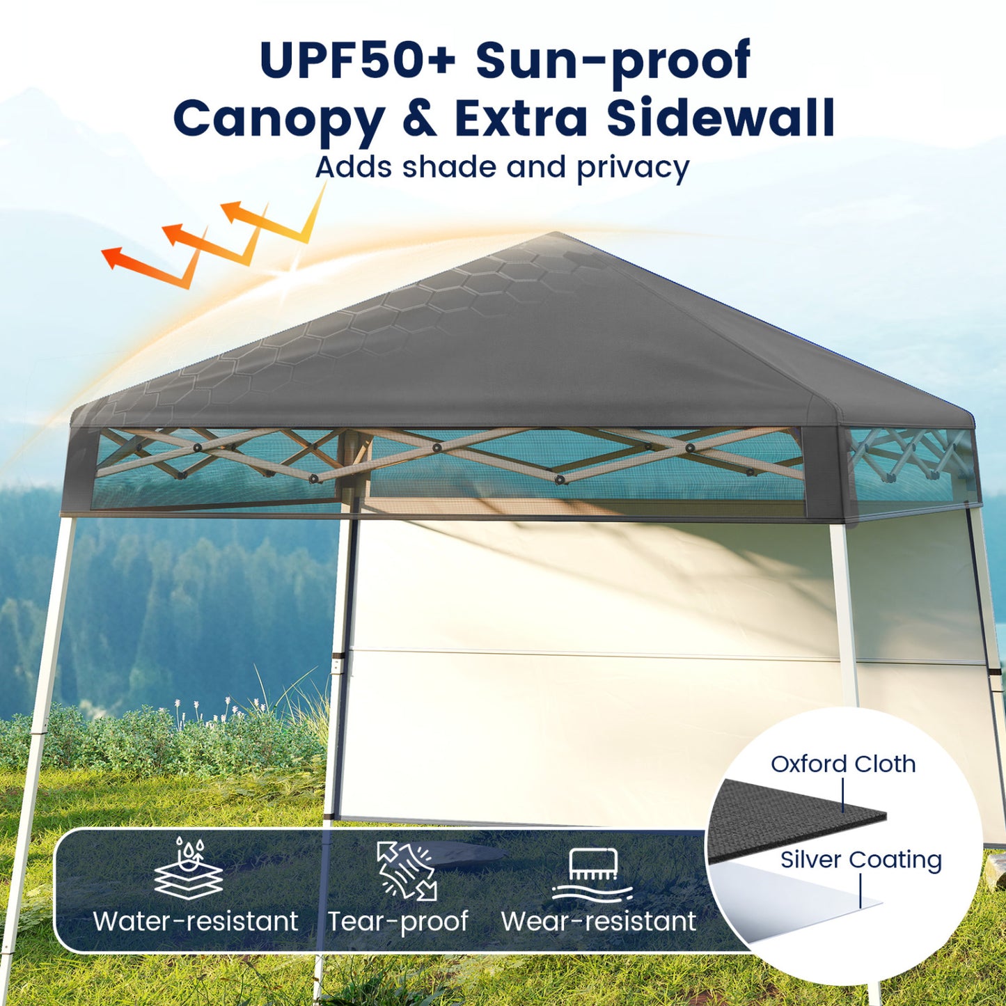7 x 7 FT Pop-Up Canopy Tent, For Sports Picnic Camping, Gray Canopies at Gallery Canada