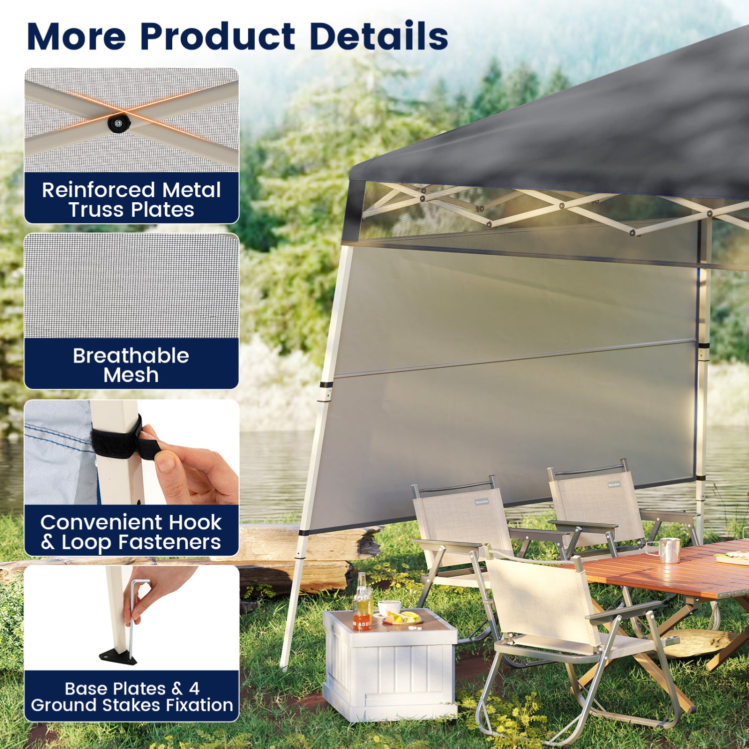 7 x 7 FT Pop-Up Canopy Tent, For Sports Picnic Camping, Gray Canopies at Gallery Canada