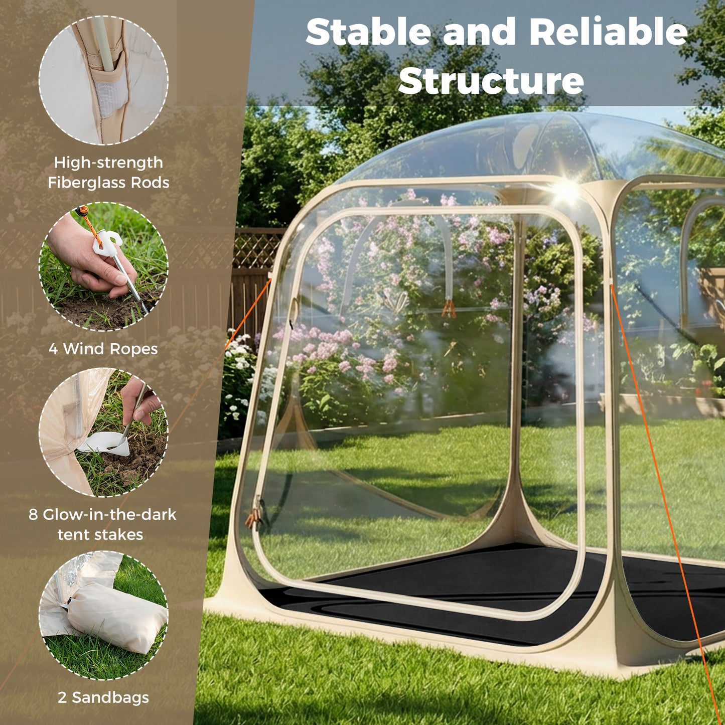 7 x 7 FT Pop Up Sports Tent Clear Bubble Tent All-Weather Waterproof Pod with Sealed Floor Tents at Gallery Canada
