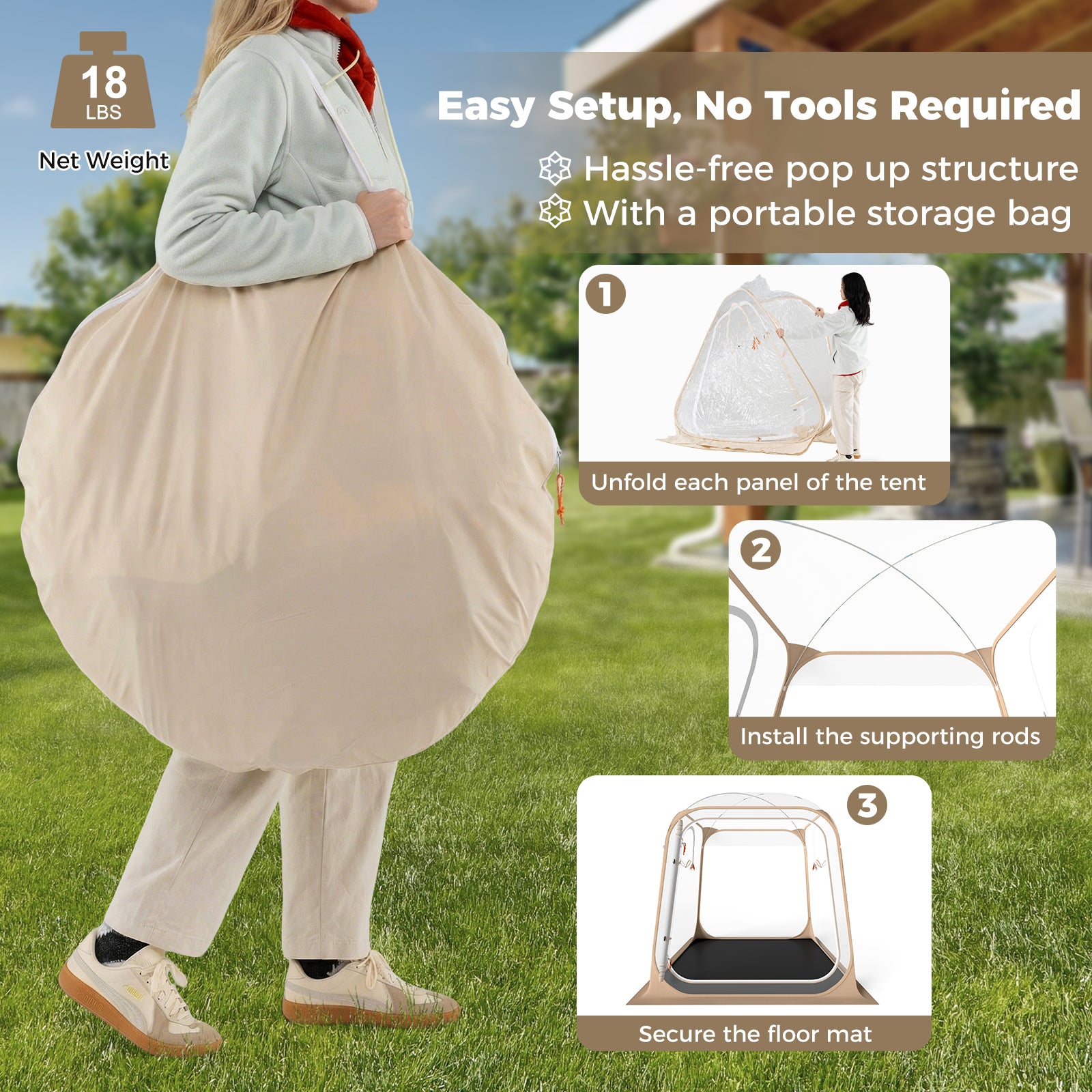 7 x 7 FT Pop Up Sports Tent Clear Bubble Tent All-Weather Waterproof Pod with Sealed Floor Tents at Gallery Canada