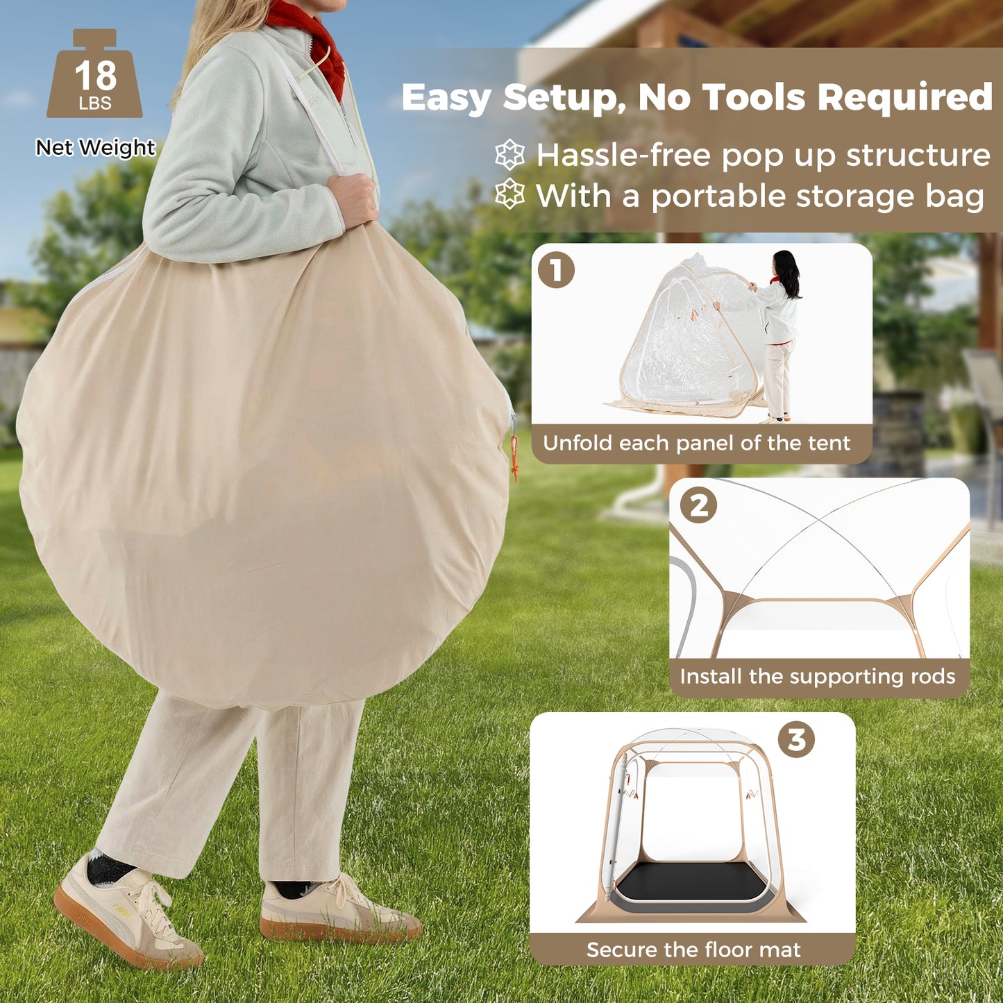 7 x 7 FT Pop Up Sports Tent Clear Bubble Tent All-Weather Waterproof Pod with Sealed Floor Tents at Gallery Canada