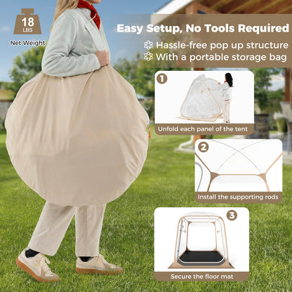 7 x 7 FT Pop Up Sports Tent Clear Bubble Tent All-Weather Waterproof Pod with Sealed Floor Tents at Gallery Canada