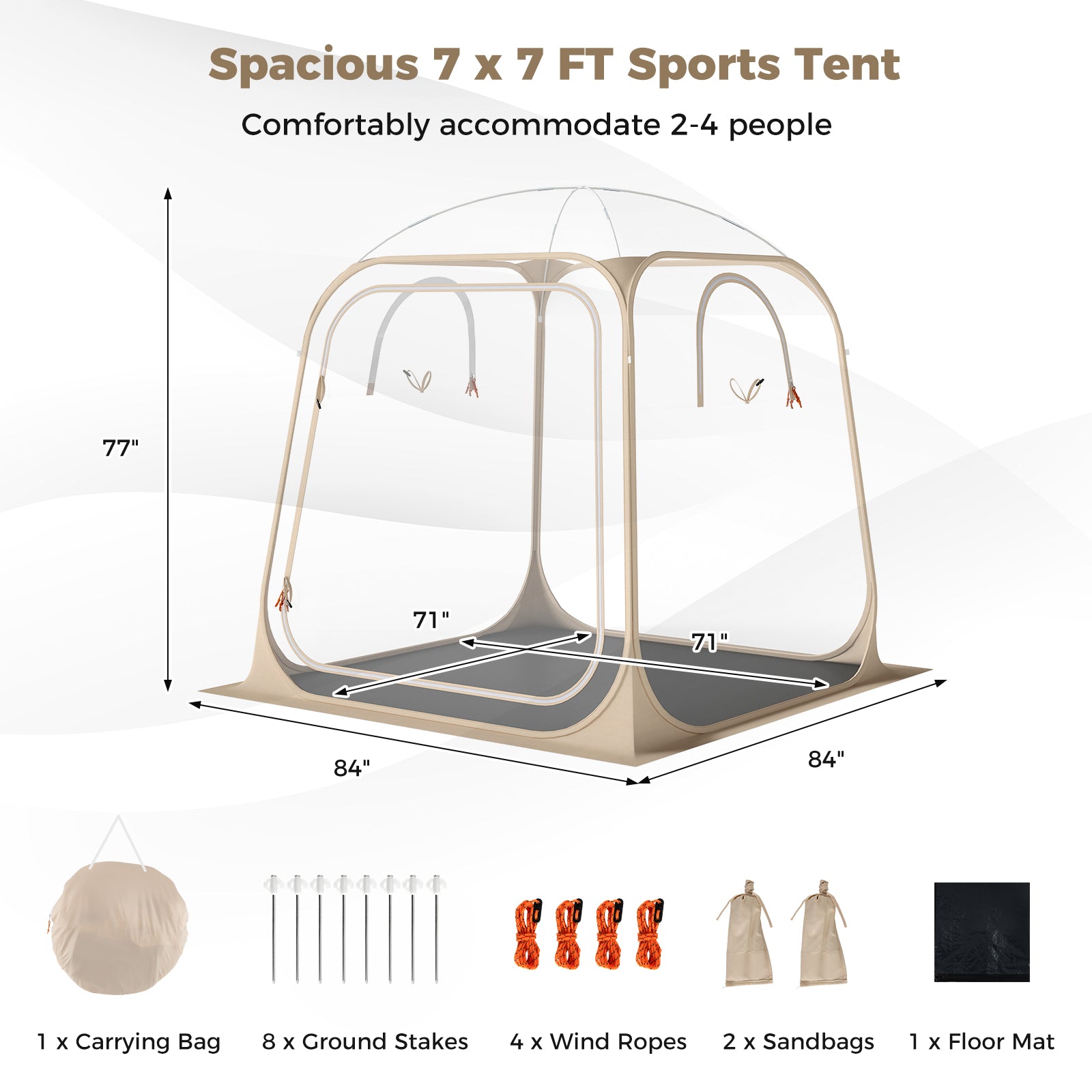 7 x 7 FT Pop Up Sports Tent Clear Bubble Tent All-Weather Waterproof Pod with Sealed Floor Tents at Gallery Canada