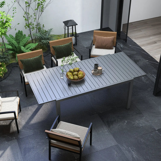 Expandable Aluminum Outdoor Dining Table, 6-8 People, Charcoal Grey Patio Dinning Tables Charcaol Grey at Gallery Canada