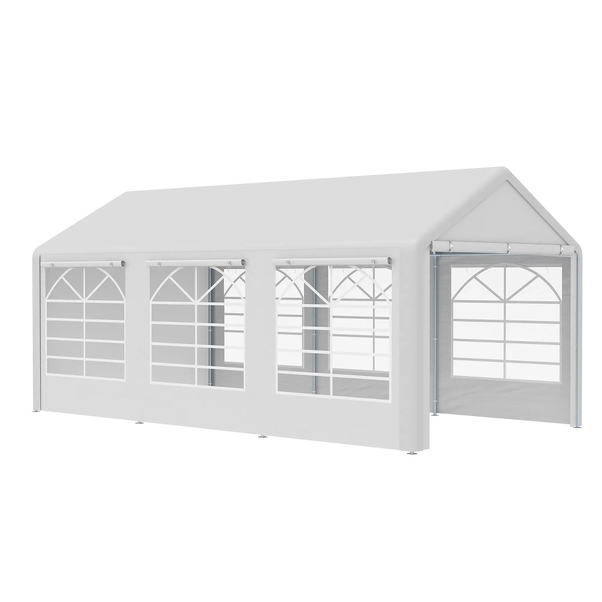 20' X 10' Heavy Duty Party Tent With Sidewalls, White Canopy Tents Silver frame, White fabric at Gallery Canada