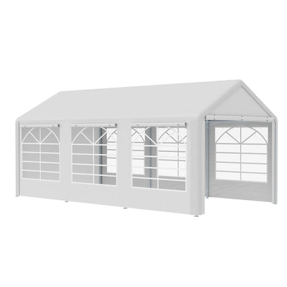 20' X 10' Heavy Duty Party Tent With Sidewalls, White Canopy Tents Silver frame, White fabric at Gallery Canada