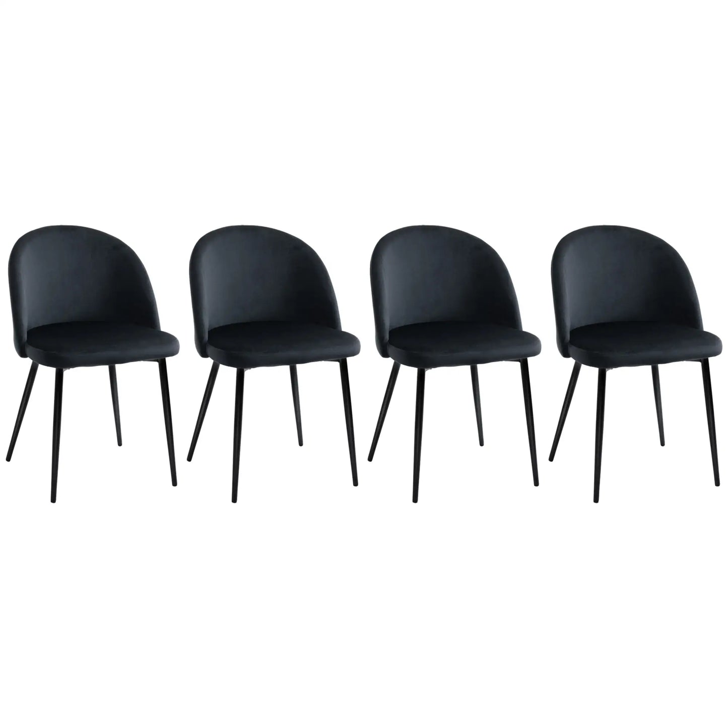 Modern Dining Chairs, Velvet Upholstery, Set of 4, Black Bar Stools at Gallery Canada