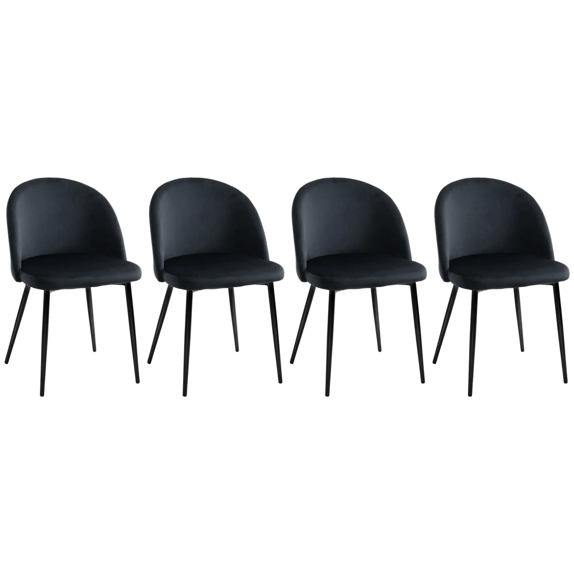 Modern Dining Chairs, Velvet Upholstery, Set of 4, Black Bar Stools at Gallery Canada