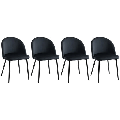 Modern Dining Chairs, Velvet Upholstery, Set of 4, Black Bar Stools at Gallery Canada