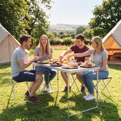 Folding Picnic Table With Chairs, 47.2" L x 23.6" W x 21.7"-27.6" H, Black Picnic Tables & Camping Chairs at Gallery Canada