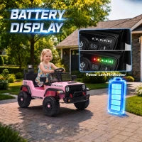 Camion électrique 12V pour enfant, télécommande, démarrage progressif, suspension à 4 roues, rose
