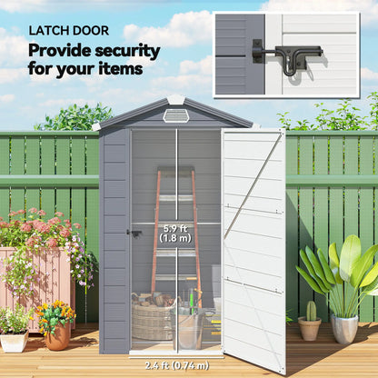 4.4' X 3.3' Plastic Garden Storage Shed, Grey Sheds at Gallery Canada