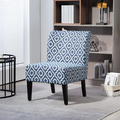 Armless Accent Chair for Bedroom, Upholstered Slipper Side Chair for Living Room with Wood Legs, Blue Accent Chairs at Gallery Canada