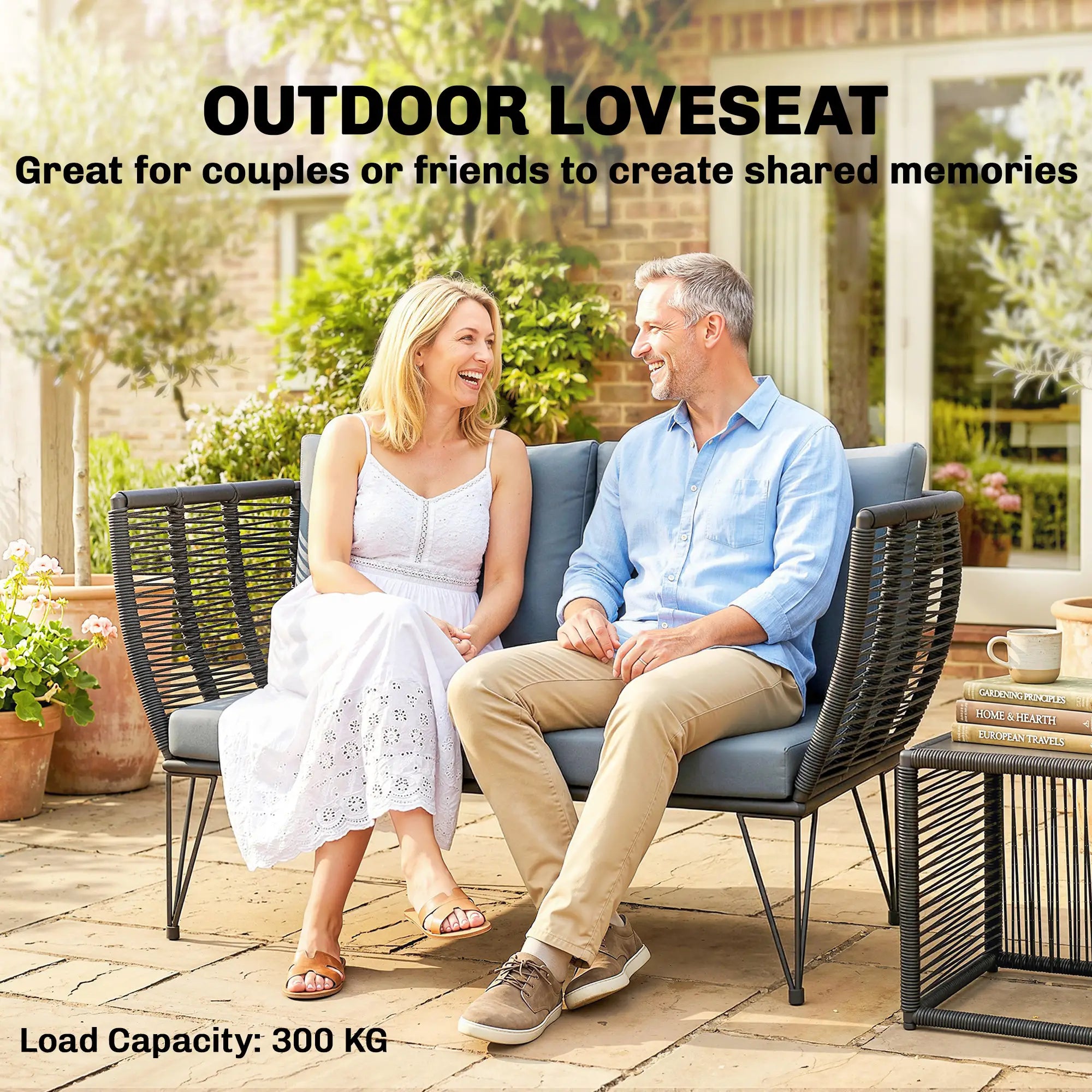 Outdoor Patio Sofa, 2 Seater Loveseat With Cushions, Light Grey Patio Furniture Sets at Gallery Canada