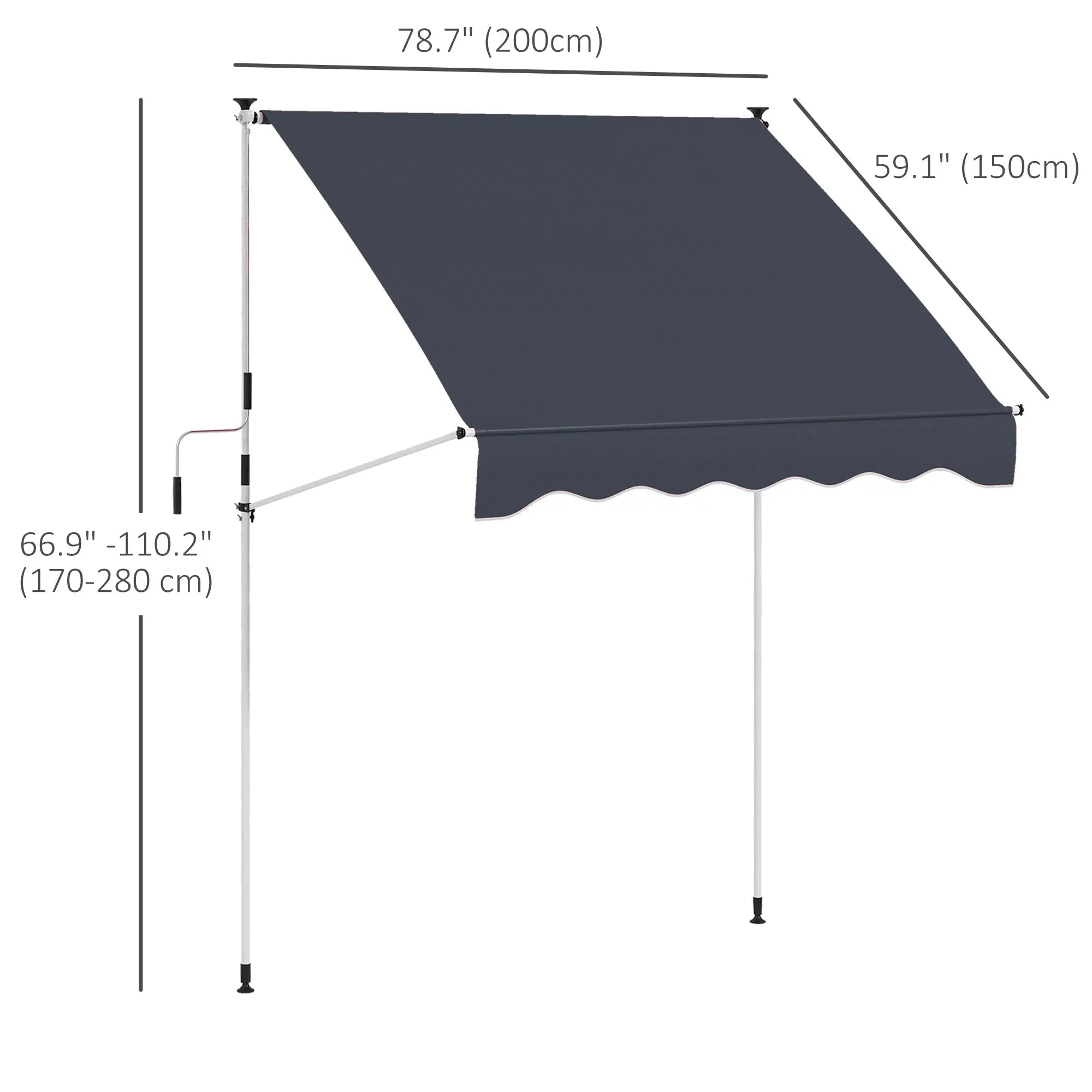 6.6'X5' Retractable Patio Awning, Water Resistant UV Protector, Black Window Awnings at Gallery Canada