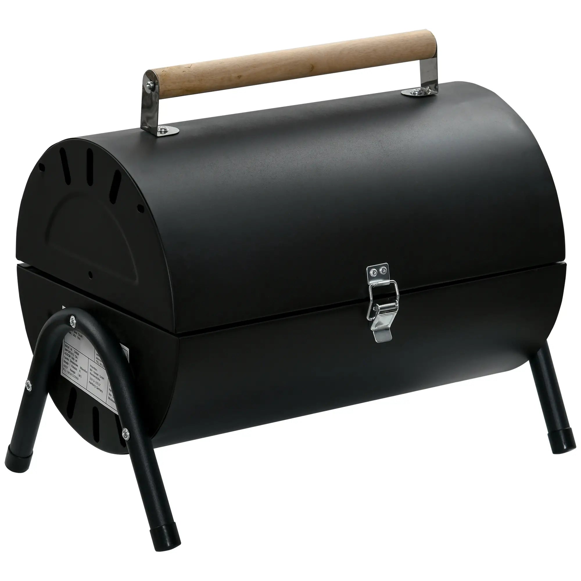 Outdoor Charcoal BBQ Grill, Tabletop Folding Barbecue, 17.3" x 9.8" x 14", Black
