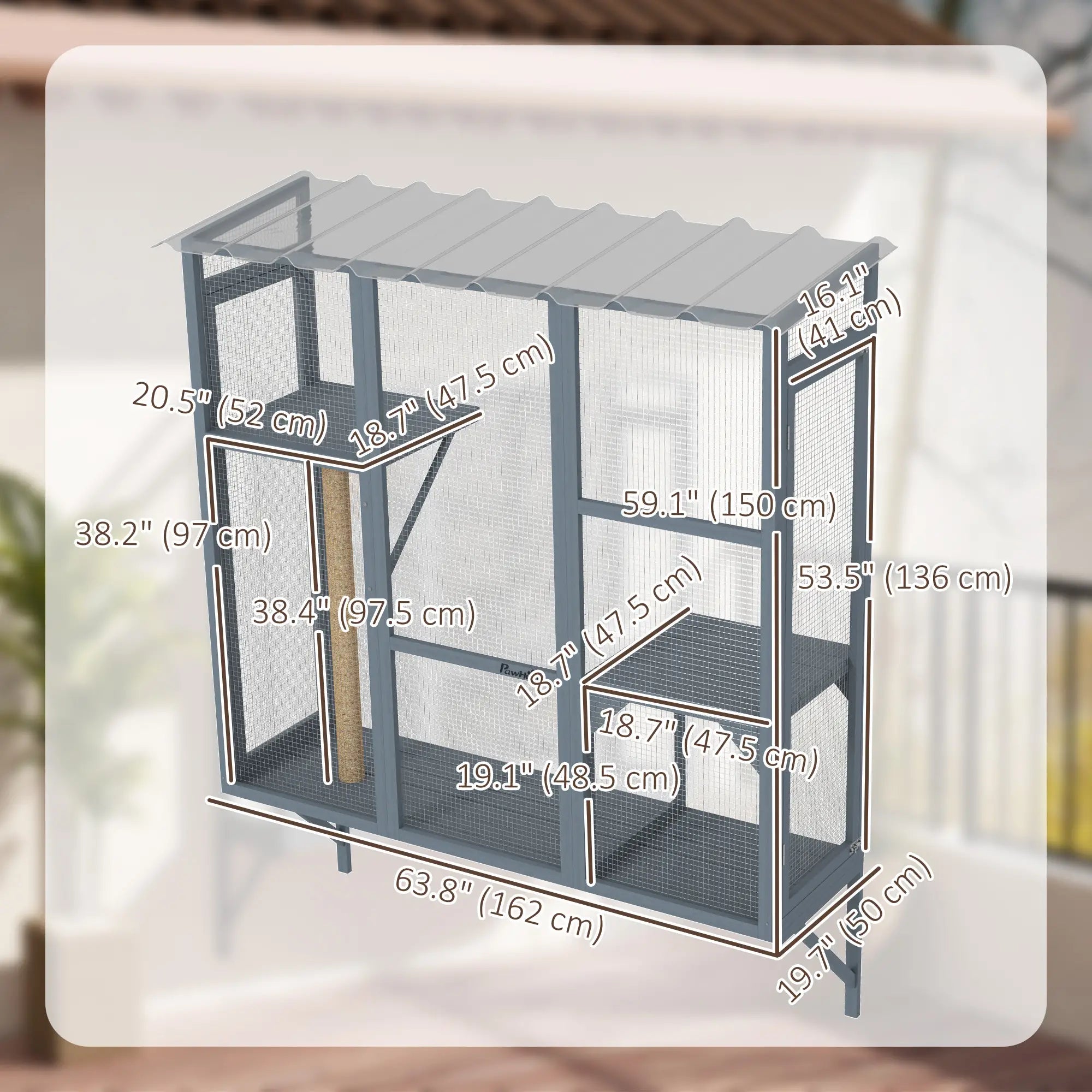 Wooden Catio Outdoor, Cat Window Box Enclosure for 2-3 Large Cats with 2 Jumping Platforms &; Scratching Post, Grey Outdoor Cat Enclosures at Gallery Canada