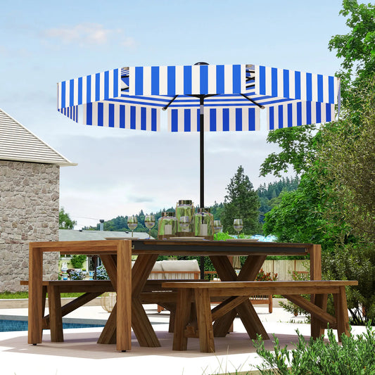 8.7FT Tilting Patio Umbrella, 8 Ribs, Crank Handle, Navy Blue Sun Umbrellas Navy Blue, White, Dark Grey at Gallery Canada