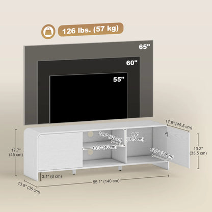 TV Stand For 65 Inch TV, 2 Cabinets 2 Shelves, White TV Stands at Gallery Canada