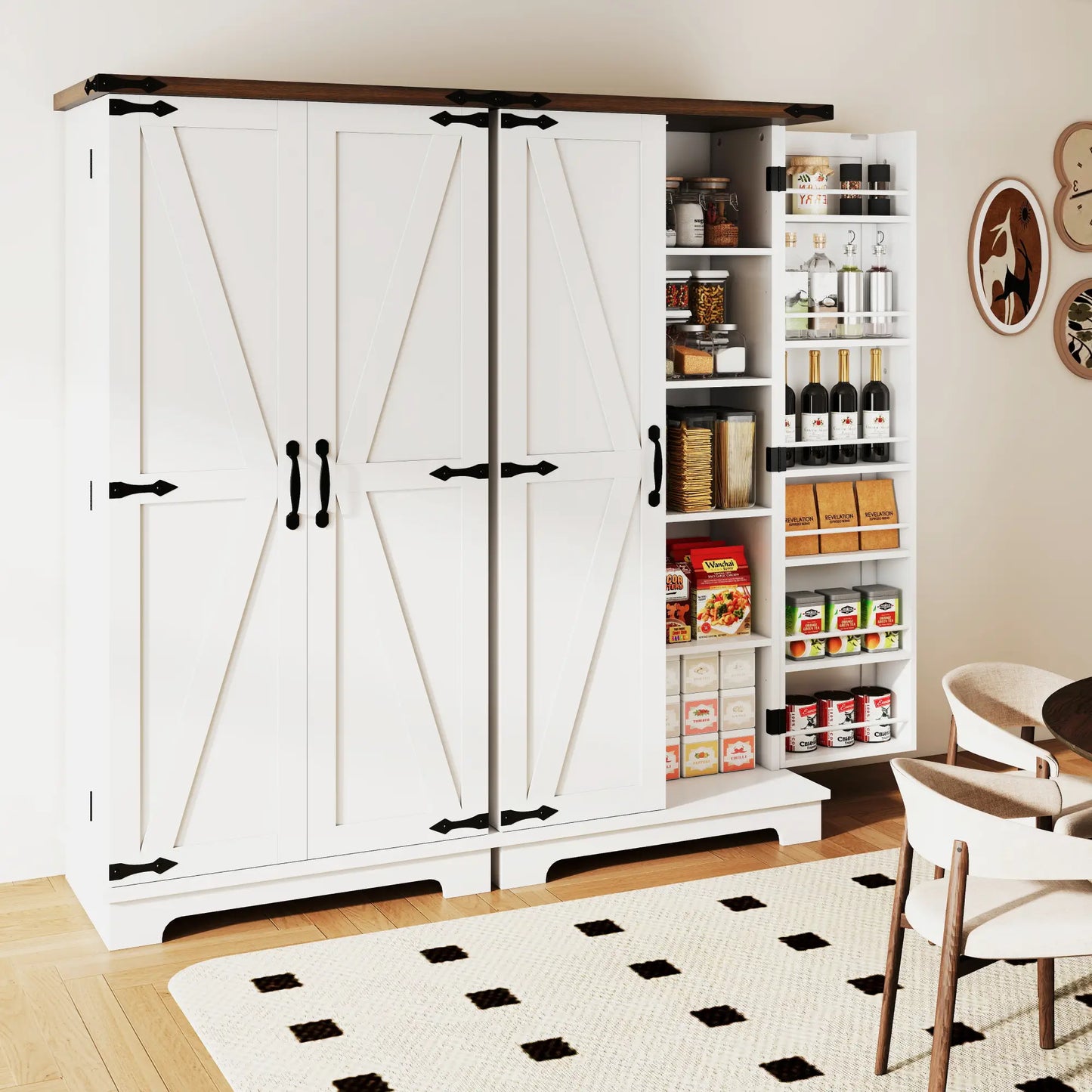 47" Kitchen Pantry Cabinet, Adjustable Shelves, White Kitchen Pantry Cabinets at Gallery Canada