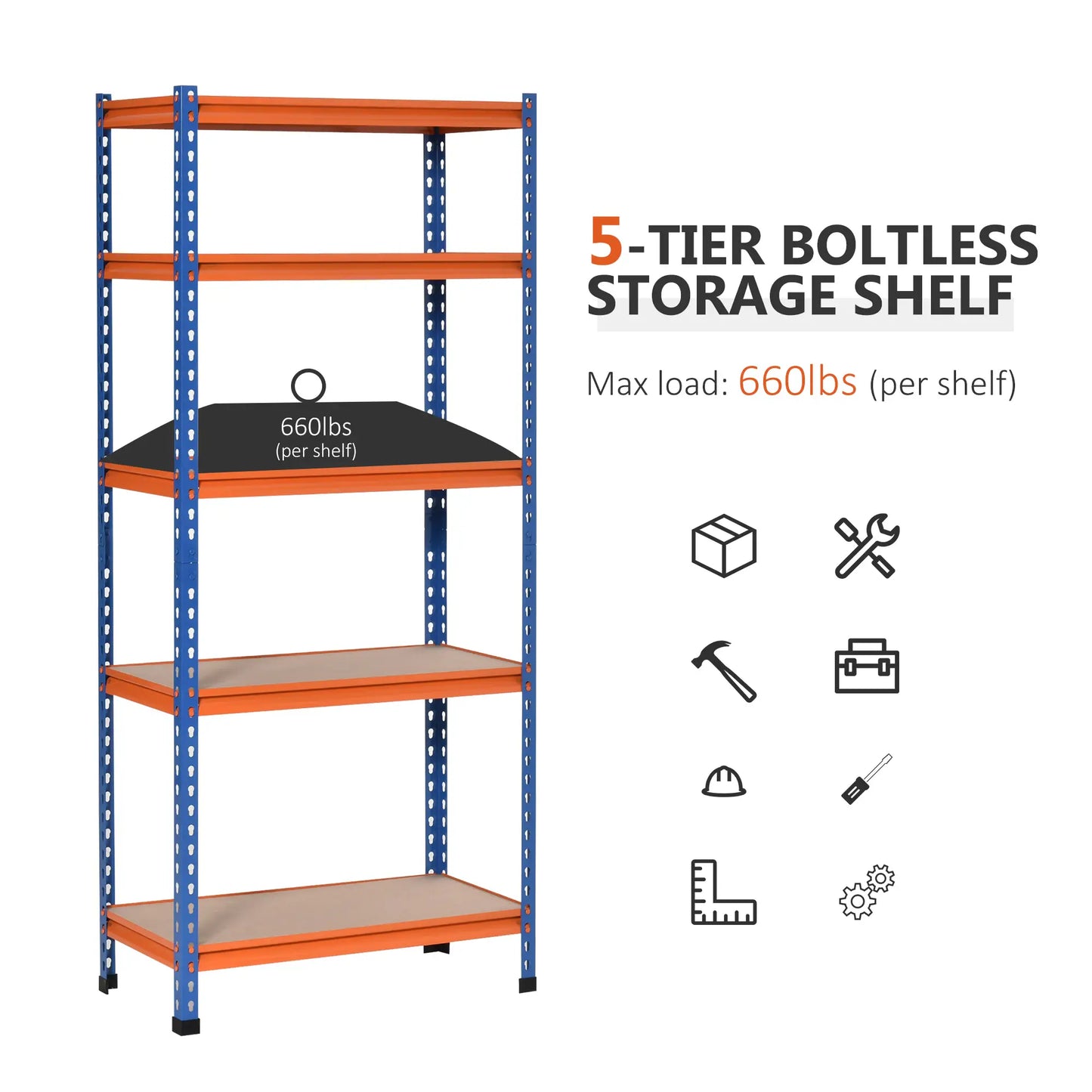 5-Tier Heavy Duty Garage Shelf, Adjustable Metal Shelving Unit, 31.5"x15.75"x71.75", 3300 lbs Capacity Tool Organizers at Gallery Canada
