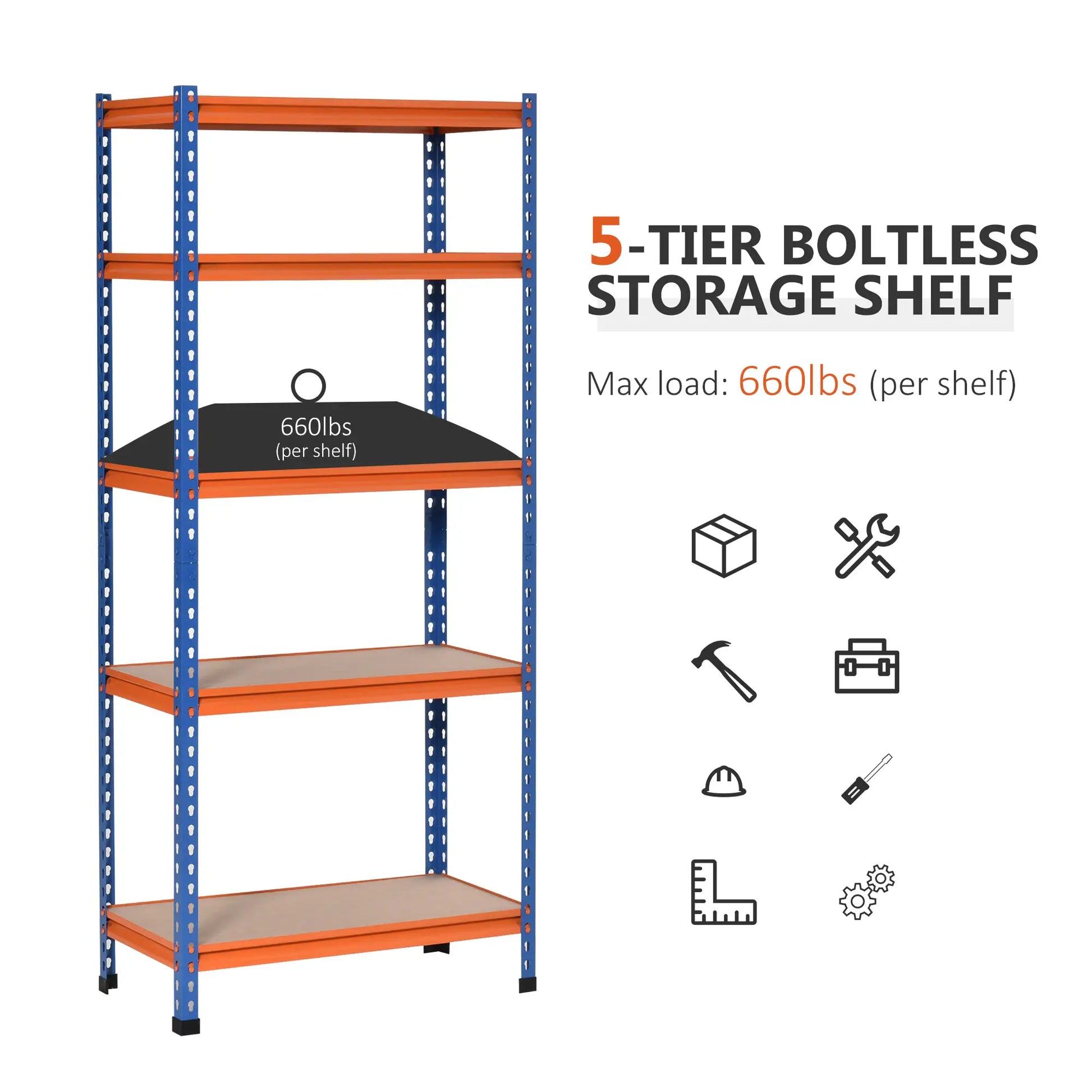 5-Tier Heavy Duty Garage Shelf, Adjustable Metal Shelving Unit, 31.5"x15.75"x71.75", 3300 lbs Capacity Tool Organizers at Gallery Canada